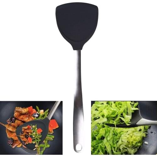 Food Grade Cooking Utensils Stainless Steel Turners Spatula Non-stick Hand Wok Shovel Heat Resistant Silicone Head Pan Shovel