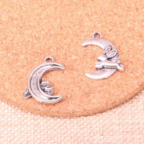 20pcs Antique Silver Plated moon running rabbit Charms Pendants Fit Jewelry Making Findings Accessories 20*15mm
