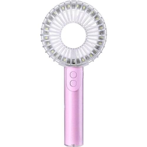 Mini Portable Outdoor Handheld Fan USB Rechargeable with Makeup Mirror Detachable Phone Holder Bracket