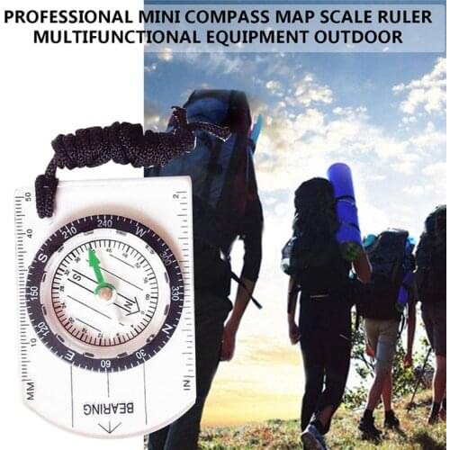 Professional Mini Compass Map Scale Ruler Multifunctional Equipment Outdoor Hiking Camping Survival Guiding Tool