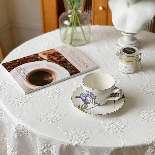 Retro Rectangular White Lace Tablecloth for Wedding Decoration Dining Coffee Tables Background Cloth Book Table Cover Mantel