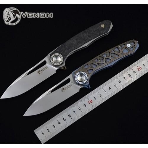 VENOM HARPOON folding knife M390 blade titanium outdoor camping hunting survival pocket kitchen fruit knife EDC tool knives