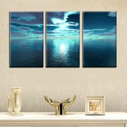 Modern abstract fashion oil painting on canvas for home decoration morning sunrising sea landscape free shipping