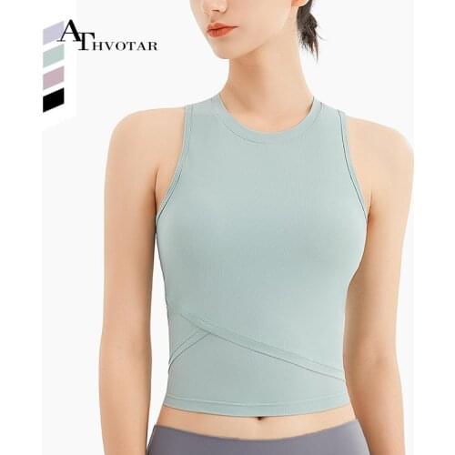 ATHVOTAR Yoga Sport Top Gym Top Women Summer Workout Yoga Sleeveless Outdoors Crop Top Fitness Shirt Female Clothing