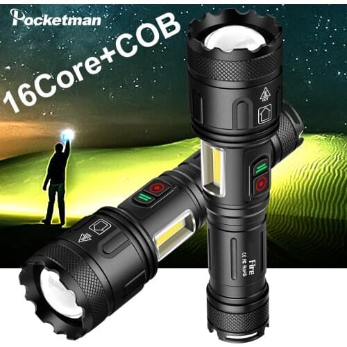 90000Lumens XHP160 16-Core+COB LED Flashlight Telescopic Zoom Flashlight Torch Lanterna Waterproof Work Light Camping Lamp