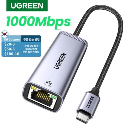 UGREEN USB C Ethernet Network Adapter USB to RJ45 USB Ethernet Adapter for Laptop Macbook Samsung S20 USB Ethernet Network Card