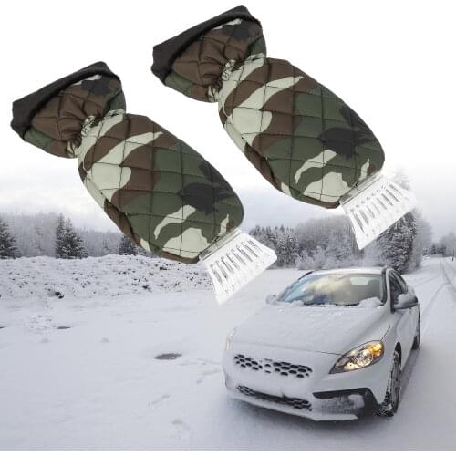 X Autohaux Universal Ice Shovel Scraper Car Windshield Snow Remover Tool With Warm Glove Outdoor Car-stying Winter Gloves