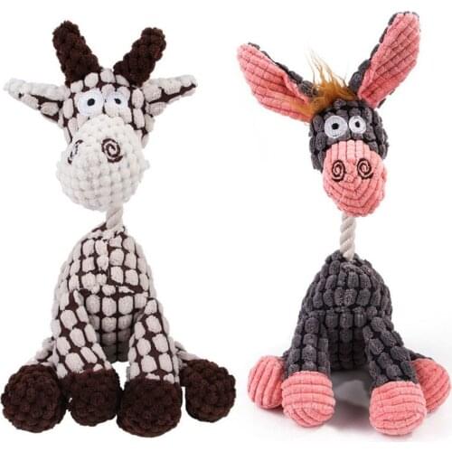 Fun Pet Toy Donkey Shaped Corduroy Chew Toy For Dog Puppy Squeaker Squeaky Plush Bone Molar Toy Pet Training Dog Supplies