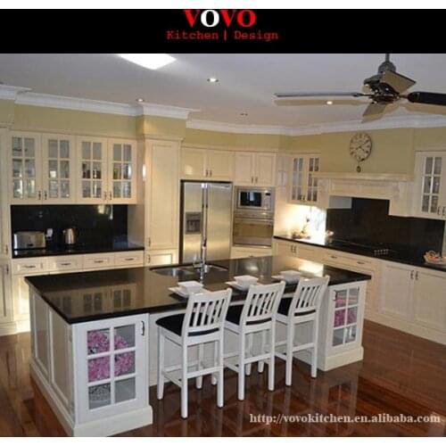 High quality plywood kitchen cabinets with grill glass door