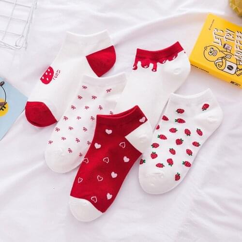 Womens Love Heart Socks Breathable Shallow Mouth Sweet Cute Casual Cotton Short Socks Fashion Concise Comfortable Ankle Socks