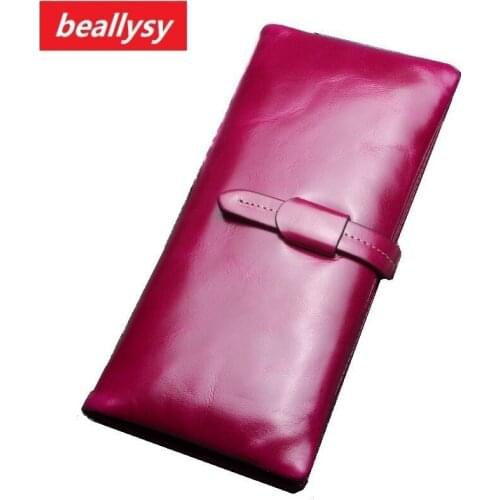 2018 New Womens Genuine Leather Wallet Female Zipper Wallets RFID Blocking Clutch Large Card Holder Phone Wristlet Coin Purse