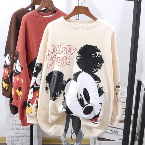 Disney Mickey mouse girl Loose sweater womens high-quality plus size Mickey coat wild jacket
