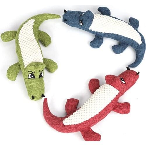 Dog Chew Toys Pet Puppy Chew Plush Cartoon Animals Squirrel Fleece Bite Toy Crocodile Shaped Squeak Toys