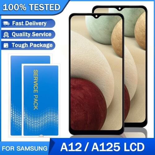 100% SUPER AMOLED 6.5" LCD with frame for SAMSUNG Galaxy A12 A125 A125F SM-A125F/DS Display Touch Screen Digitizer Assembly