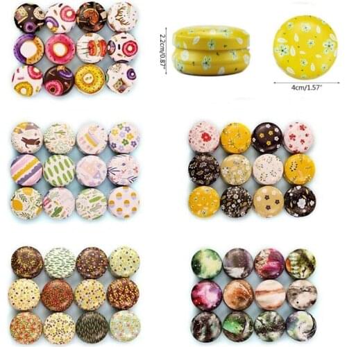 12PCS NEW Mini Elegant Flower Tin Box DIY Candle Jar Balm Round Empty Iron Box Portable Lipstick Zipper Cream Candy Storage Box