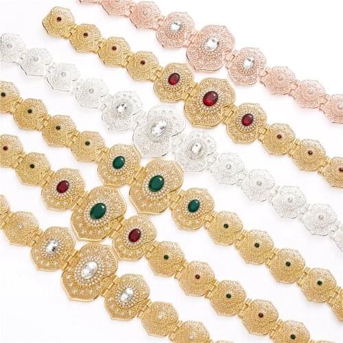 2021 Jul Algeria Moroccan Chic Caftan wedding 14k gold and silver Metal belt for women adjustable chain