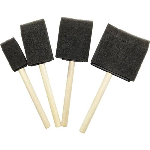 4Pcs Glitter Dust Cleaning Glass Craft Art Tool Graffiti Glue Sponge Brush Wooden Handle Paint Application Foam