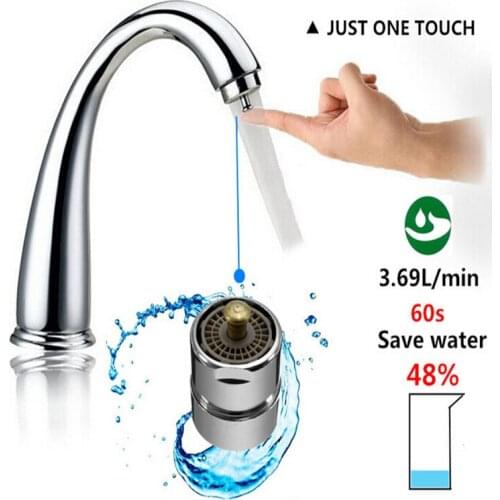 1Pcs Mrosaa Brass One Touch Control Faucet Aerator Water Saving Tap Aerator Valve Male Thread 23.6mm Bubbler Purifier Stop Wate