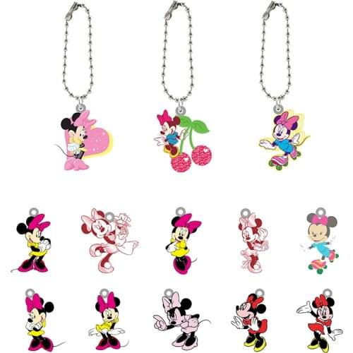 Disney Creative Design Minnie Animation Character Acrylic Jewelry Keychain Accessories Jewelry Gifts for Fans