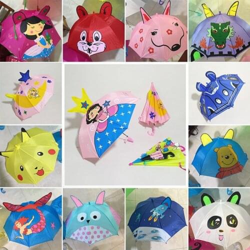 Automatic Children long handle rain Umbrella 3D Cartoon Pattern Creative cute umbrella for boy girl childs outdoor tools