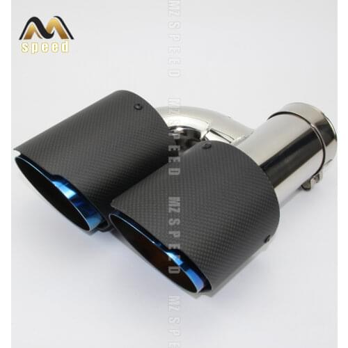 Car styling Modified exhaust pipe muffler tail throat 304 stainless steel and carbon fiber double outlet tail pipe
