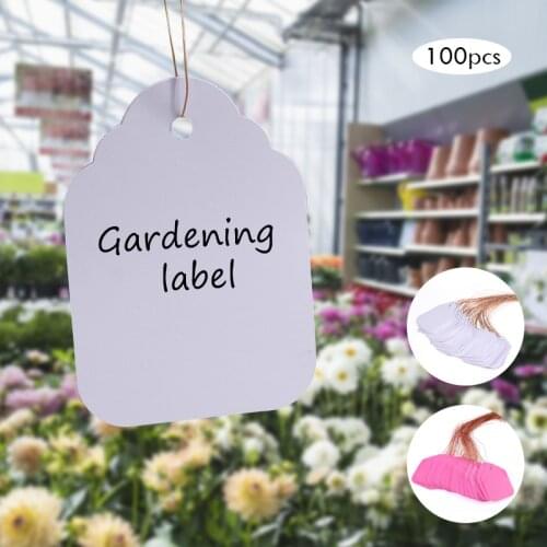 100Pcs Plants Hang Tag Labels Seedling Garden Flower Pot Plastic Tags Number Plate Hanging Reusable PVC Garden Tools 3.6*2.5CM