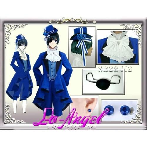 Black Butler Ciel Phantomhive Cosplay Party Costume Full Set Unisex Birthday Blue Dress Customized Size