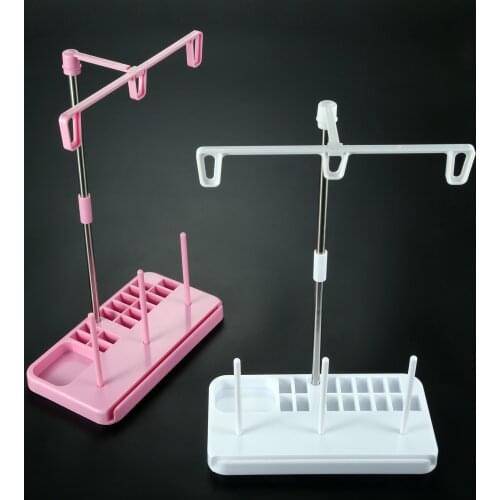 1set Sewing Holder 3 Spools/Coil Organizer 15 Bobbins 1 Ruler Embroidery Thread Wire Rack Plastic Stand Pink/White Craft Hicello