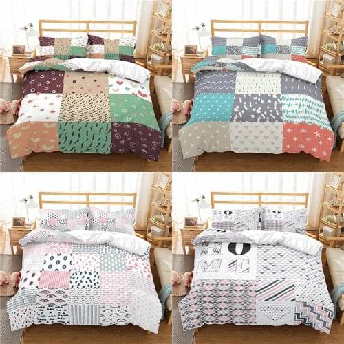 Home Textile Luxury 3D Geometry Print 2/3Pcs Comfortable Duvet Cover PillowCase Bedding Sets Queen and King EU/US/AU Size