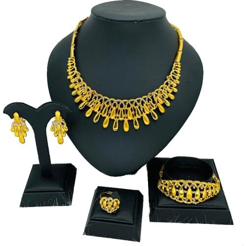Dubai Jewelery set gold color jewelry sets African wedding gifts lady party for women necklace bracelet earrings ring bridal