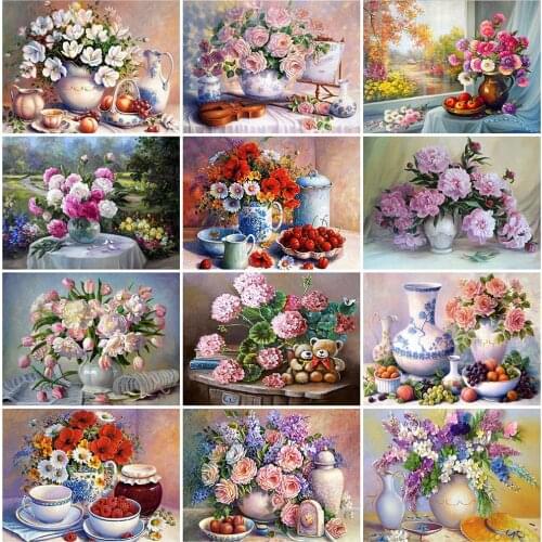 Evershine 5D Diamond Painting Flowers Full Square Drill New Arrival Mosaic Embroidery Vase Painting Rhinestone Home Decoration
