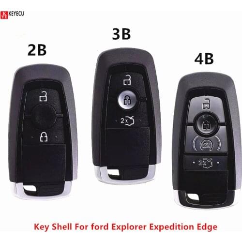 KEYECU 2/3/4 Button Smart Remote Car Key Shell Case For Ford Fusion Explorer Expedition Edge F150 F250 F350 With Emergency Blade