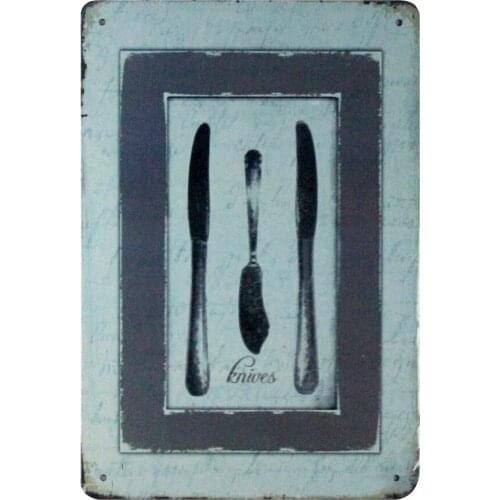 Collectible coffee shops metal wall art Knives tin metal sign