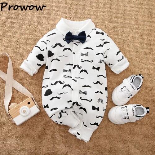Prowow Mens Baby Clothes For Newborns Patchwork Cotton Gentleman Babys Rompers Infant Jumpsuit For Kids With Necktie Overalls