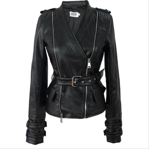 Wholesale England style Locomotive style pu leather jacket female was thin slim retro jacket ins fashion jackets wq1726 factory