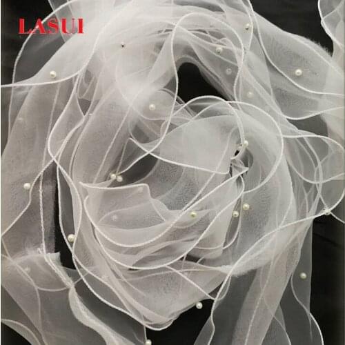 LASUI NEW 3yards =1 lot 7.6 CM Organze lace trim 3 layers of corrugated pearl lace lace accessories Decorative clothing 0117