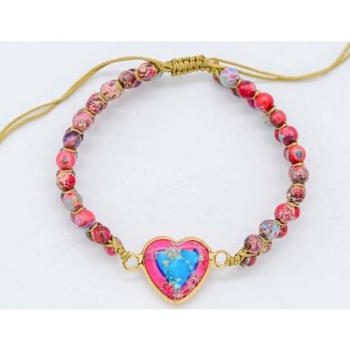 Love Shape Natural Stone Bracelet Emperor Stone Heal Bracelet Handmade Bracelet Gifts