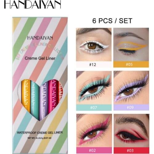 HANDAIYAN 6 Color Matte Liquid Eyeliner Set Waterproof Sweatproof Non-smudge Eye Liner Pen Long Lasting 6 Sticks Cosmetic TSLM1