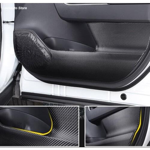 Car Door Sill Kick Pad B-pillar Co-pilot Mat Threshold Rear Guard Decoration Leather Strip for Toyota RAV4 RAV-4 2019 2020 2021