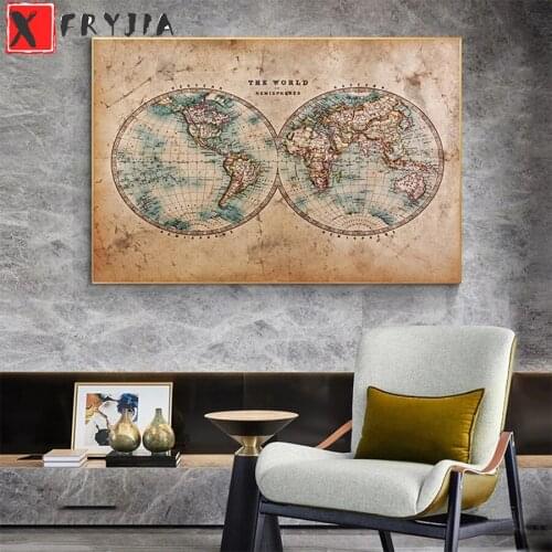 New 5D Round Diamond Painting Abstract art retro world map Sticker Diamond diy Embroidery Home Decoration Mosaic