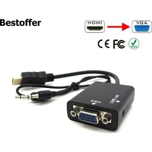 New 1080P HDMI Male to VGA Female Audio Video AV TV HDTV Converter Adapter Cable 0.2M