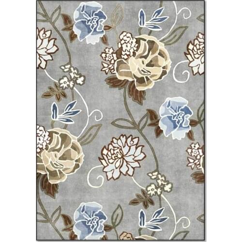 New style 200*300cm American country yellow blue big flower gray bottom living room bedroom bedside carpet floor mat