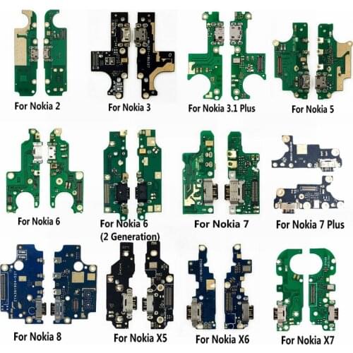 New USB Charging Charger Dock Port Board With Microphone Mic Flex Cable For Nokia 3 3.1 2 2.1 5 6 7 Plus 7.1 8 X5 X6 X7