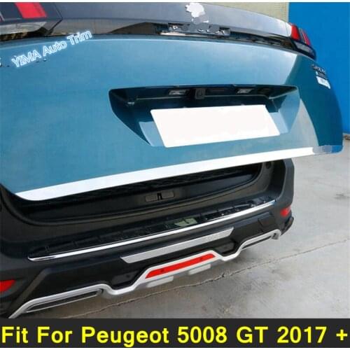 Rear Trunk Cover Tailgate Trim Door Lid Tail Gate Molding Boot Garnish Bezel Stainless Steel Fit For Peugeot 5008 GT 2017 - 2020
