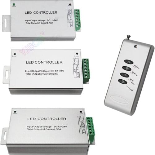 Wholesale DC12~24V Led controller 12A 24A 30A 4 key RGB controller RF Wireless Control Switch Free Shipping