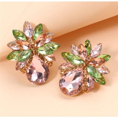 Wholesale Jewelry JURAN New Arrivals Multi Color Crystal Earrings Women Wedding Bridal Rhinestone Drop Dangle Statement Earrings