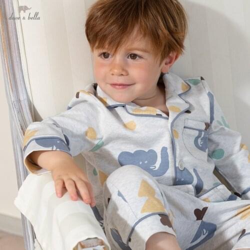 DBX18475-K dave bella autumn baby boys fashion cartoon print pajamas newborn baby underwear casual sleepwear 2 pcs suit