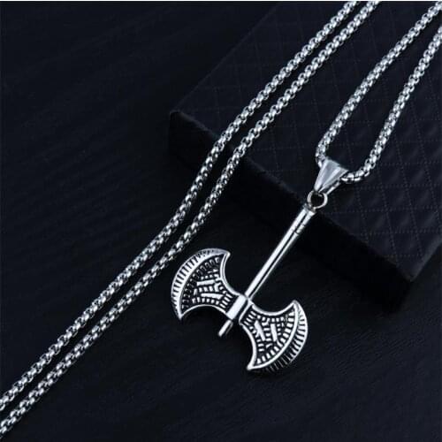 Fashion Titanium Steel Alloy Axe Pendant Necklace Punk Man Personality Locomotive Accessories Biker Gift