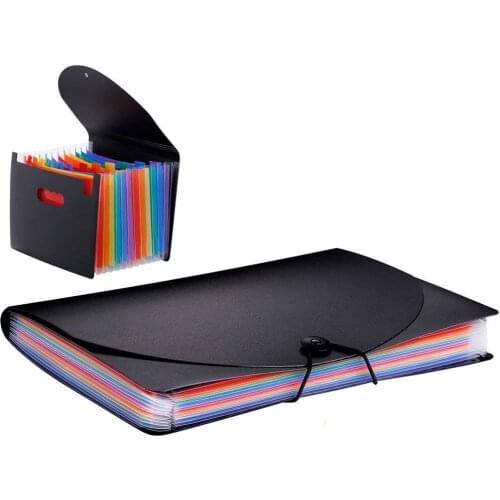 13 Pockets File Folder Document Organizer Expanding File Bag Rainbow Color Accordion Folder A4 Size with File Guides Paper Tags
