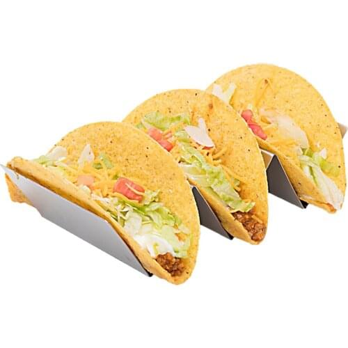 Stainless Steel Taco Holder Stand Mexican Food Rack 3 Grid Shells Stand